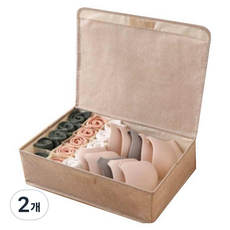 The Salim 2個組成布質折疊式蓋型內衣襪子收納盒 15+1格/30格, 2個