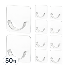 코멧 홈 무타공 압축봉 고정 홀더, 투명색, 50개