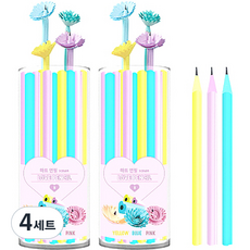 YOUNG ART 花朵愛心鉛筆 B, 120個, 粉紅色, 藍色, 黃色