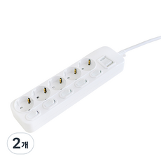 大山電子 個別開關型延長線 16A 多孔插座 5孔, 1.5m, 2個, 白色