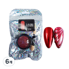 메탈 광채 미러 네일 파우더, 레드, 6개