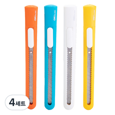 deLi 得力 Vivid繽紛美工刀4件組 E2025, 橘色, 藍色, 白色, 黃色, 4套