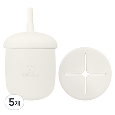 유비맘 유아용 실리콘 몽몽이 스낵 빨대컵, 220ml, 5개, 화이트