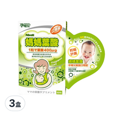 mamacare 孕哺兒 媽媽葉酸口嚼錠, 懷孕初期、孕前備孕期, 日本獨家小顆精密製程技術, 葉酸400μg, 搭配清香檸檬風味, 60顆, 3盒