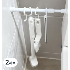 浴室清潔刷 伸縮桿掛勾組, 白色, 2套
