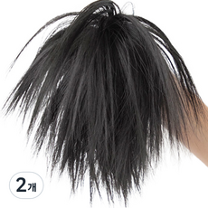 하이유니 시크테일 똥머리 밴드 헤어피스, 네츄럴블랙, 2개