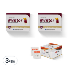 에스디바이오센서 스텐다드 멘토 혈당 시험지 50p x 2개 + 알콜솜 100p 랜덤발송 세트, 3세트
