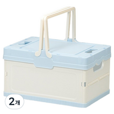 맙소샵 비비드 손잡이 접이식 가정용 야외용 보관 폴딩박스 BRP2085, 스카이, 2개