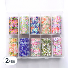 花卉美甲貼片膜 KE_01_13 10款入, 混色, 2組