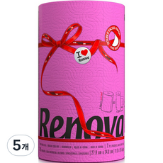 Renova 廚房紙巾 粉紅色, 120張, 5捲