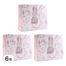 언더보스 러블리 애니멀 쇼핑백 20 x 20 x 8 cm, 내추럴버니, 6개