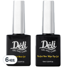 Deli Beauty Perfect Base Gel 10ml + Non Wipe Top Gel 10ml 套裝, 透明, 6組