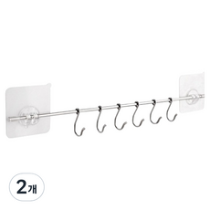 PICKYPICKS 不鏽鋼黏貼式多用途工具掛架 40.5cm, 透明銀色, 2個