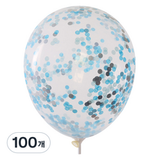 컨페티풍선 30cm, 원형 블루실버, 100개