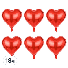 파티짱 하트 은박 풍선 소, 레드, 18개