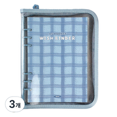 Recoz A5 許願活頁本封套 6孔手帳, 03 藍色格紋, 3個
