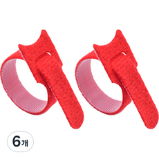 엘케이에이치 T형 벨크로 타이, 6개, 레드