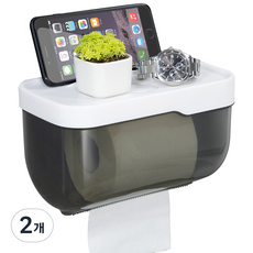 echobelle 半透明浴室衛生紙盒 大型, 黑色, 2個