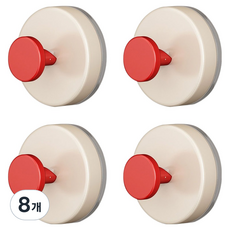免鑽孔真空吸盤式壁掛掛鉤, 8個, 紅色