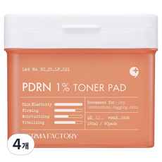 더마팩토리 PDRN 1% 토너 패드 190ml, 90매입, 4개