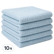ROI Life 咖啡廳風格多用途廚房抹布 淺藍色 包邊, 10個