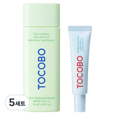 토코보 시카 카밍 선세럼 50ml + 바이오 워터리 선크림 10ml SPF50+ PA++++ 세트, 5세트