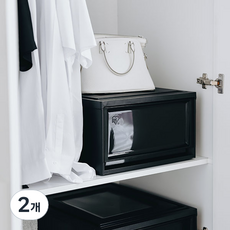 IRIS OHYAMA 愛麗思歐雅瑪 韓國製造 系統收納箱 滑動抽屜櫃 BC-500, 黑色, 2個