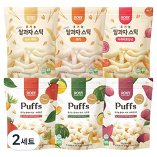로지오가닉 유기농 쌀과자 퍼프 6종세트, 혼합맛(사과/당근), 단호박, 자색고구마, 귀리, 백미, 혼합맛(사과/비트/당근), 2세트