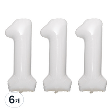 joyparty 鋁箔氣球 數字1 大, 白色, 6個