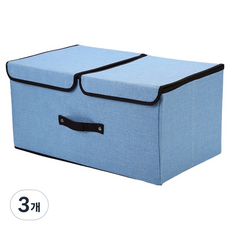 부직포 수납상자 옷정리함, 블루, 3개