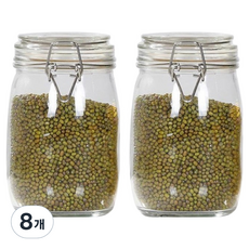 多用途玻璃密封儲物罐, 8個, 1L