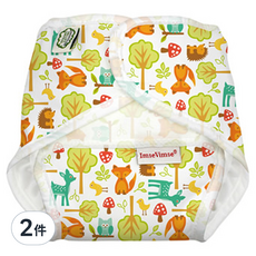 ImseVimse 瑞典有機棉 All in One尿布褲 容易清洗 快乾, 歡樂森林, 2件, 2.5-5kg
