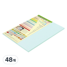 종이문화 레인보우카드 두꺼운 양면카드지 205g 15 아쿠아블루, 48개