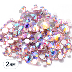 MEIBROWN DIY美甲 高級彩色混合尺寸平底美甲鑽, M03100(粉紅色), 2套