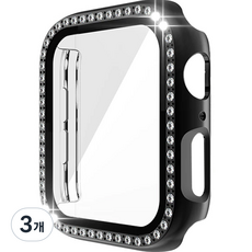 It's Life Apple Watch 方鑽全包覆鋼化玻璃方形保護殼 44mm, 黑色