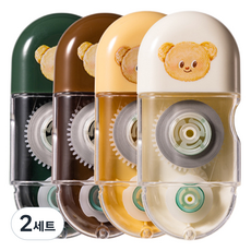 deLi 得力 奶油熊 Nu Sign 迷你修正帶 5mm x 6m 4入組, 2套, 綠色, 棕色, 黃色, 白色