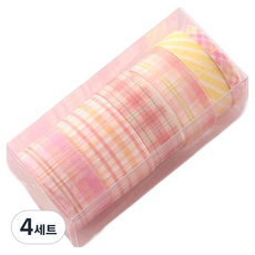 Happy J 手帳裝飾 牆面裝飾 粉彩格紋紙膠帶 6件組, 4套, 橘色