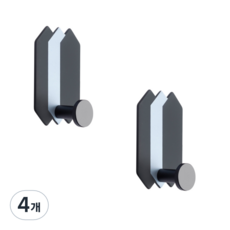 더벨라 북유럽풍 강력 접착 메탈 후크걸이 A형, 블랙, 4개
