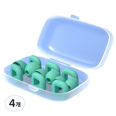 Misoroun 飛機用睡眠矽膠耳塞 方形一體式 薄荷綠 + 收納盒, 4個, 3副