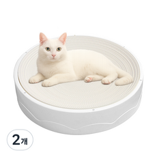 펫츠몬 고양이 더 커져 눕기편한 원형 스크래쳐, 크라프트 화이트, 2개
