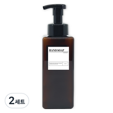 newnlook 方形泡沫容器洗手乳補充空瓶 650ml + A標籤貼紙洗手液組, 棕色(補充空瓶), 2套