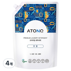 ATO&O2 優質洗衣精 補充包 無香, 4個, 1L
