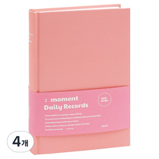 Momodi Moment Record Made 彩色抄寫筆記本, 4個, 草莓粉