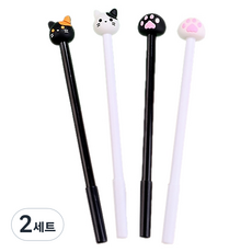 Allsell 貓咪軟膠角色原子筆 0.5mm 4件組, 2套, 混合顏色