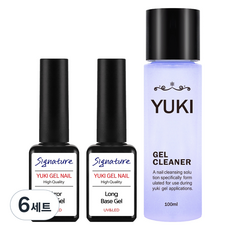 YUKI 經典透明凝膠指甲套組, 6套, 鏡面上層凝膠 7ml + 持久底層凝膠 7ml + 凝膠清潔液 100ml