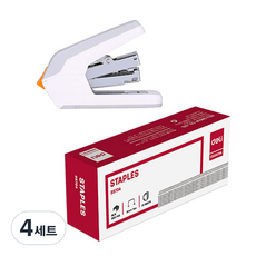 델리 이지 스테이플러 0370 + 33호침 E39704 리필 세트, 랜덤 발송, 4세트