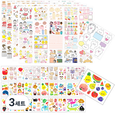 크리스탈팬시 99인스 스티커세트 모조지 36종 x 2p + 투명 27종, 혼합색상, 3세트
