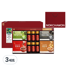 녹차원 마음가득 홍삼차 선물세트 + 쇼핑백, 홍삼진골드 +제주말차라떼 + 흑임자라떼 + 쌍화차 + 생강차, 3세트