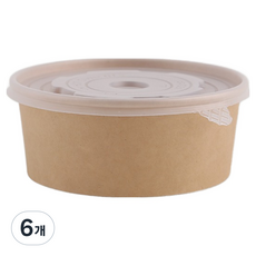소소모소 크라프트 낮은 원형용기 740ml, 6개입, 6개