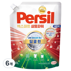 퍼실 초미세세탁 엑스퍼트 삶음파워 맥스 일반용 액체세제 리필, 6개, 1.8L